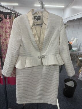 Terramina Cream Peplum Blazer and Skirt Set